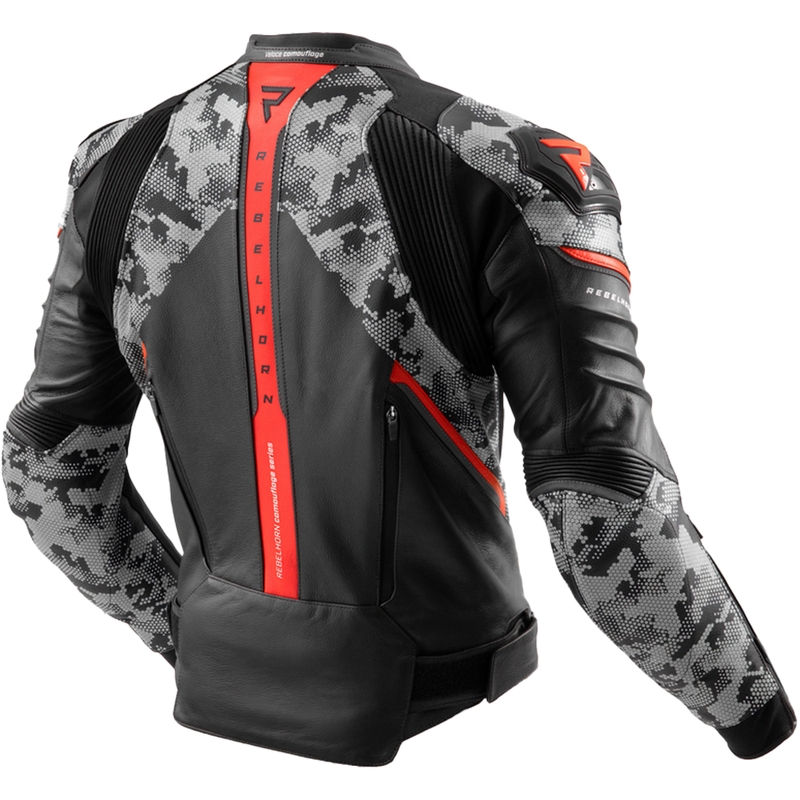 Кожено мотоциклетно яке Rebelhorn Veloce black-grey-fluo red