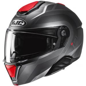 Каска за мотоциклет HJC i91 Arven MC1SF сиво-черно-червена