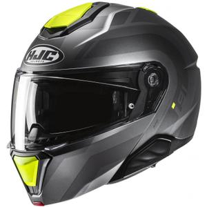 Обръщаща се мотоциклетна каска HJC i91 Arven MC3HSF сиво-черно-флуорово жълто