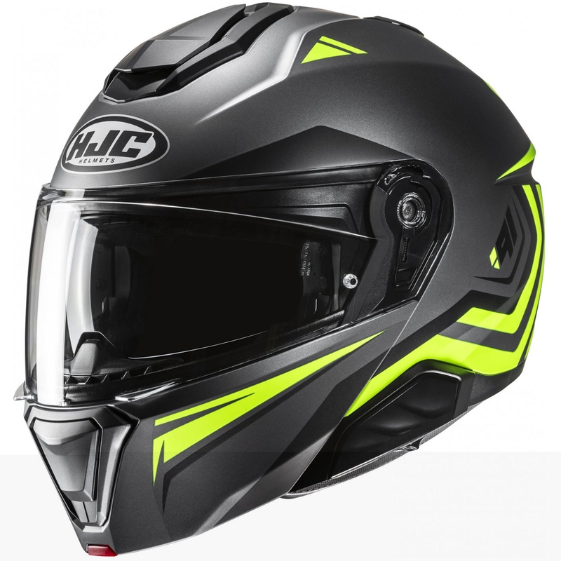 Обръщаща се мотоциклетна каска HJC i91 Tricus MC3HSF черно - флуорово жълто