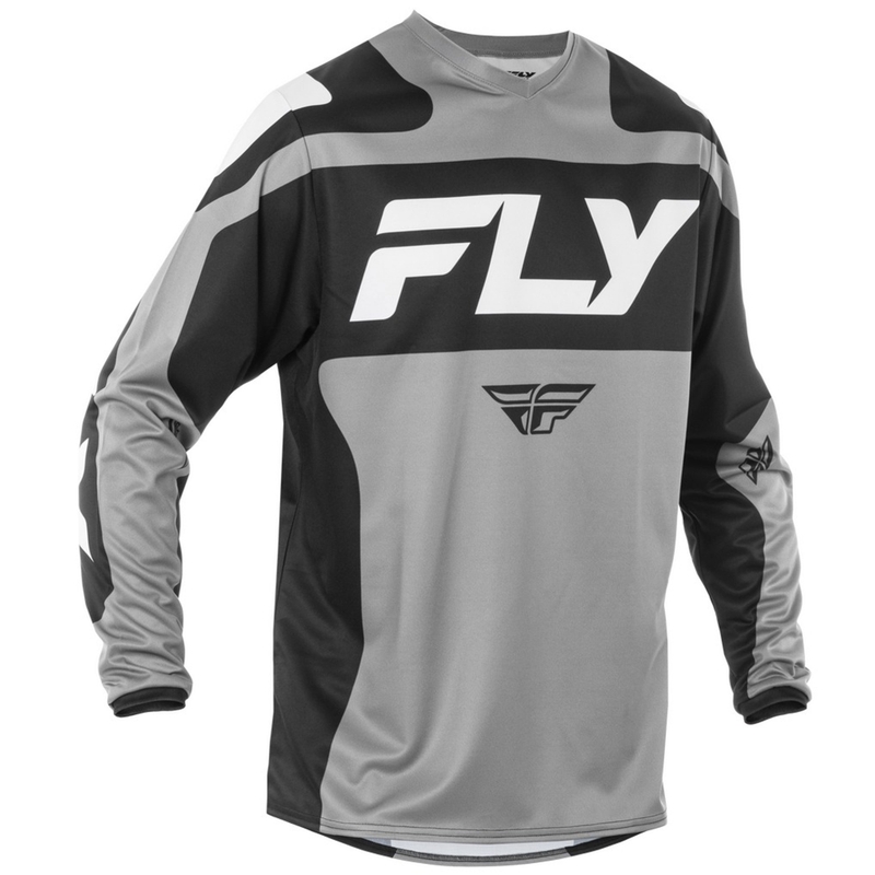 Тениска за мотокрос FLY Racing F-16 сиво-черно-бяло