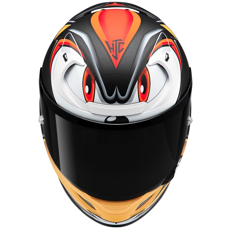 Интегрална мотоциклетна каска HJC RPHA 12 Shadow The Hedgehog MC1SF черно-червено-оранжева разпродажба