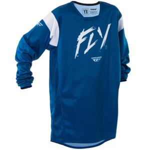 Детска тениска за мотокрос FLY Racing Kinetic Stoke синьо и бяло