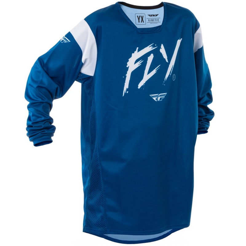 Детска тениска за мотокрос FLY Racing Kinetic Stoke синьо и бяло