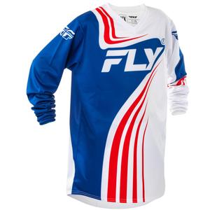 Детска тениска за мотокрос FLY Racing F-16 червено-бяло-синя