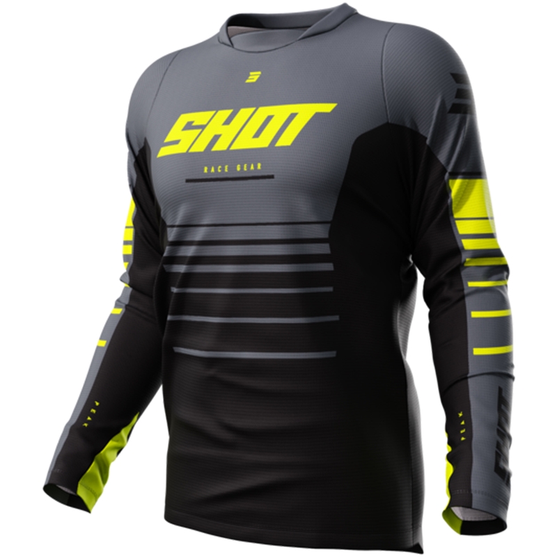 Тениска за мотокрос Shot Devo Peak флуорово жълто разпродажба
