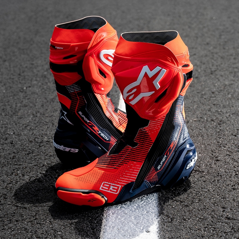 Alpinestars Supertech R Vented limited edition MM93 Marc Marquez fluo red-blue-black мотоциклетни ботуши