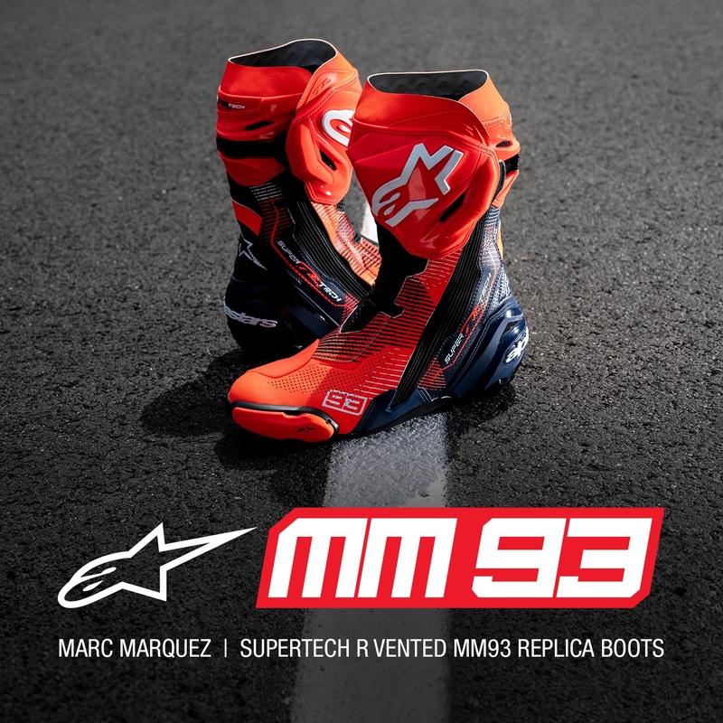 Alpinestars Supertech R Vented limited edition MM93 Marc Marquez fluo red-blue-black мотоциклетни ботуши