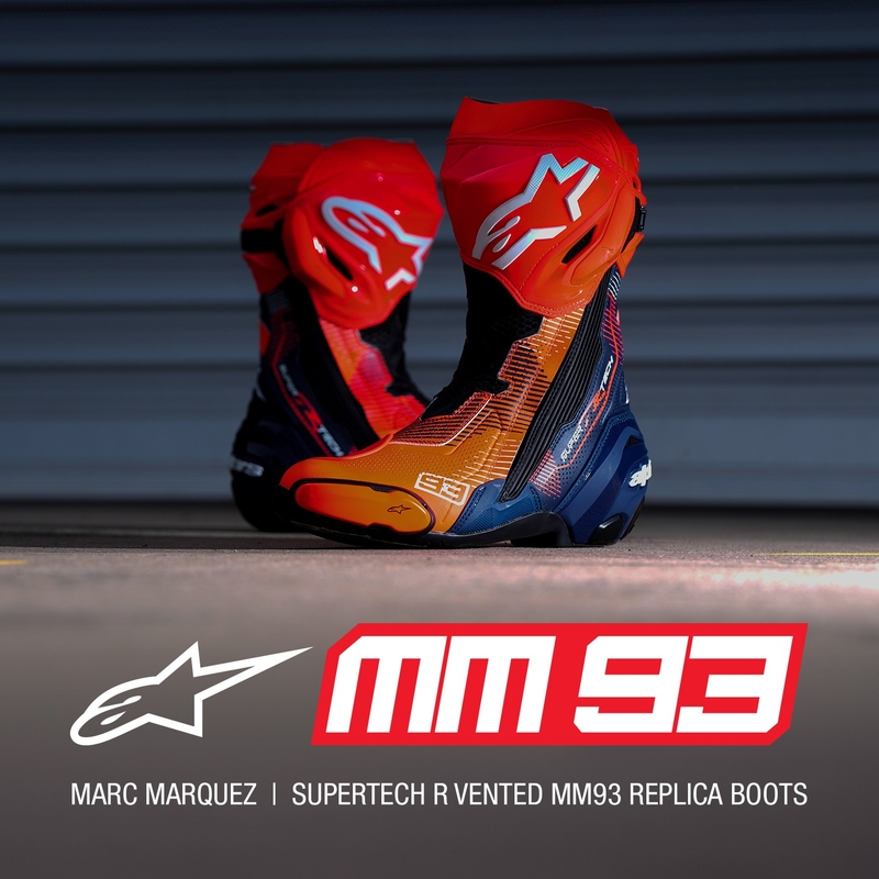 Alpinestars Supertech R Vented limited edition MM93 Marc Marquez fluo red-blue-black мотоциклетни ботуши