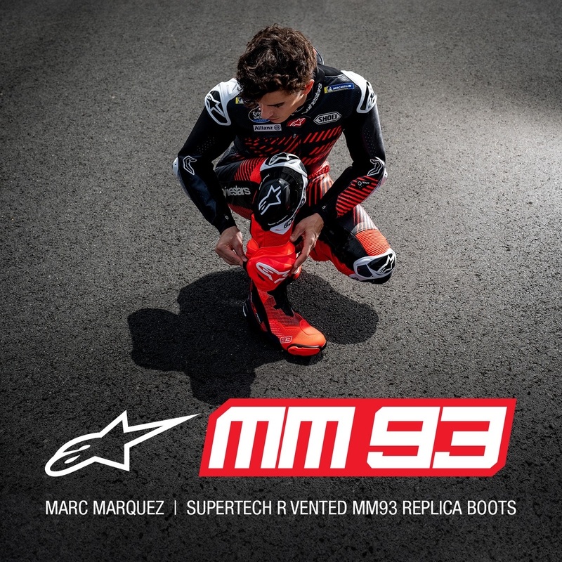 Alpinestars Supertech R Vented limited edition MM93 Marc Marquez fluo red-blue-black мотоциклетни ботуши