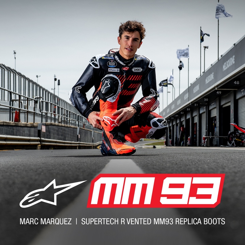 Alpinestars Supertech R Vented limited edition MM93 Marc Marquez fluo red-blue-black мотоциклетни ботуши