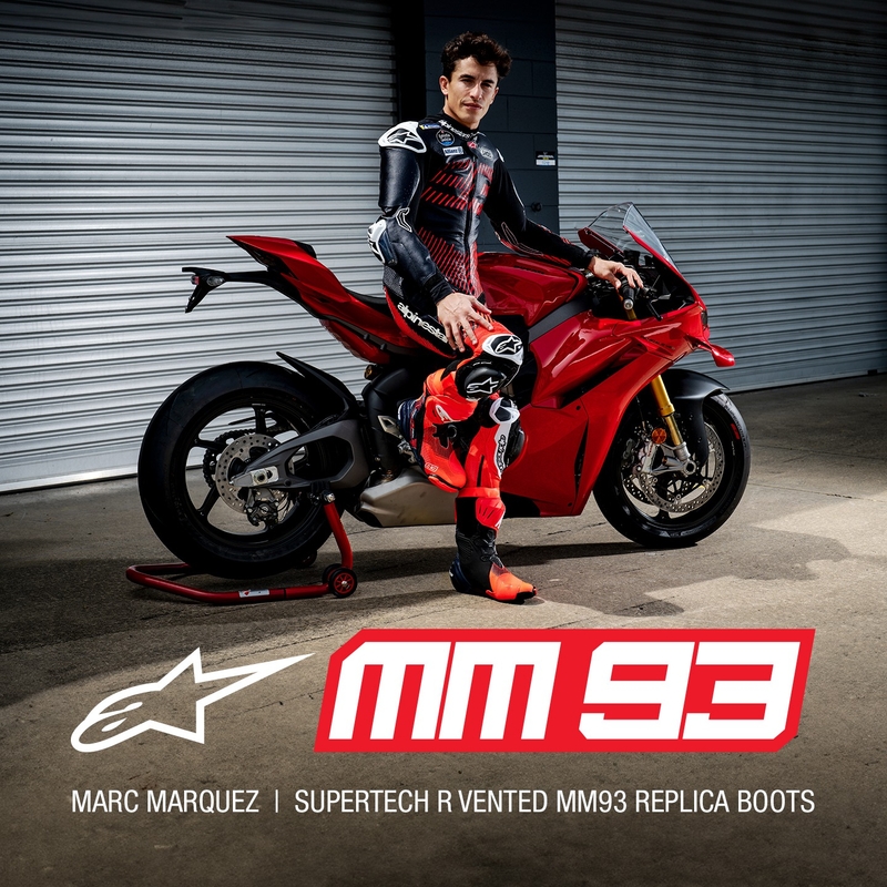 Alpinestars Supertech R Vented limited edition MM93 Marc Marquez fluo red-blue-black мотоциклетни ботуши