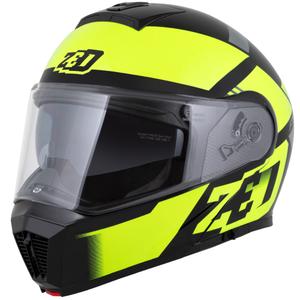 Обръщаща се мотоциклетна каска ZED F19 черно - флуорово жълто