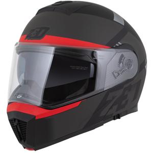 Обръщаща се мотоциклетна каска ZED F19 матова черно-флуо-червено-сива
