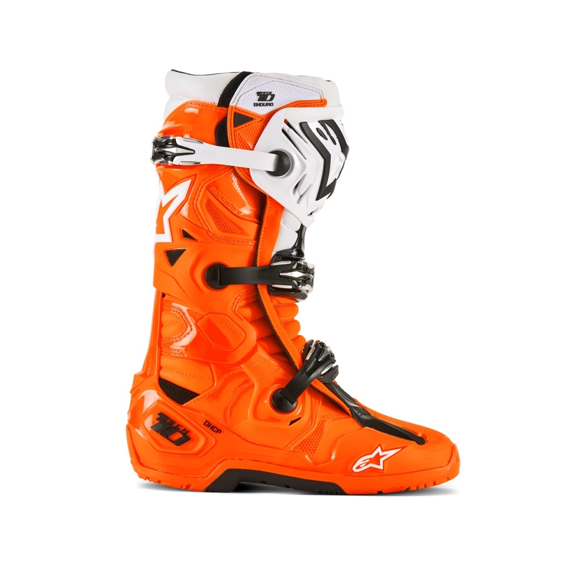 Alpinestars Tech 10 Enduro флуоро-оранжево-черно-бели ботуши за мотоциклетизъм