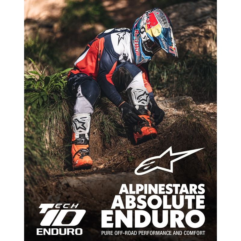 Alpinestars Tech 10 Enduro флуоро-оранжево-черно-бели ботуши за мотоциклетизъм
