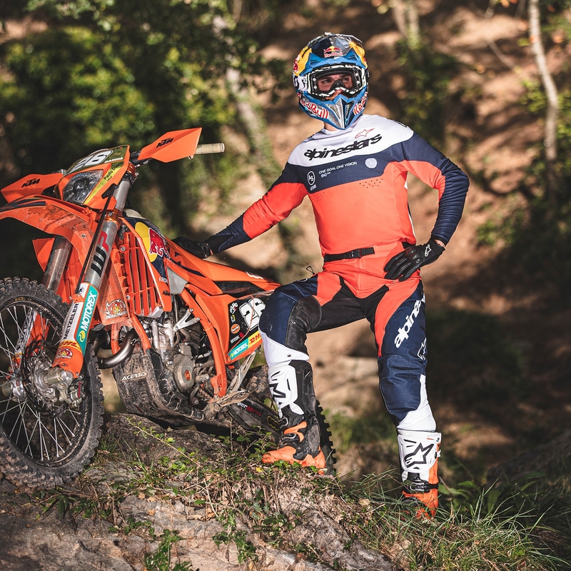 Alpinestars PRO-Dura тениска за мотокрос синьо-оранжево-бяло