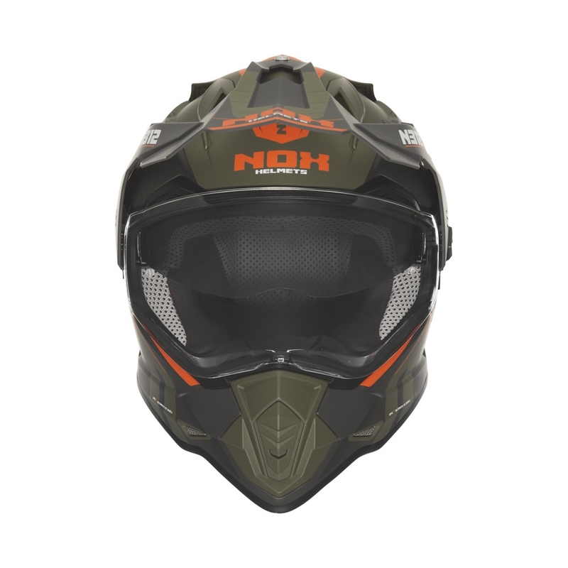 Ендуро мотоциклетна каска NOX N312 Vapor matt khaki-orange