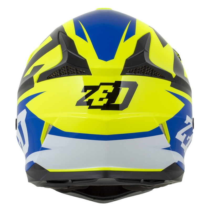 Мотокрос каска за мотоциклет ZED X1.9 Targa fluo жълто-синьо-черно-бяло