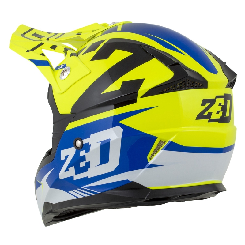 Мотокрос каска за мотоциклет ZED X1.9 Targa fluo жълто-синьо-черно-бяло