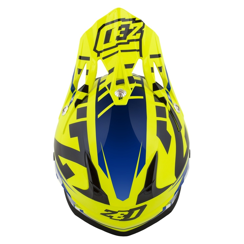 Детска мотоциклетна мотокрос каска ZED X1.9D Targa fluo жълто-синьо-черно-бяло