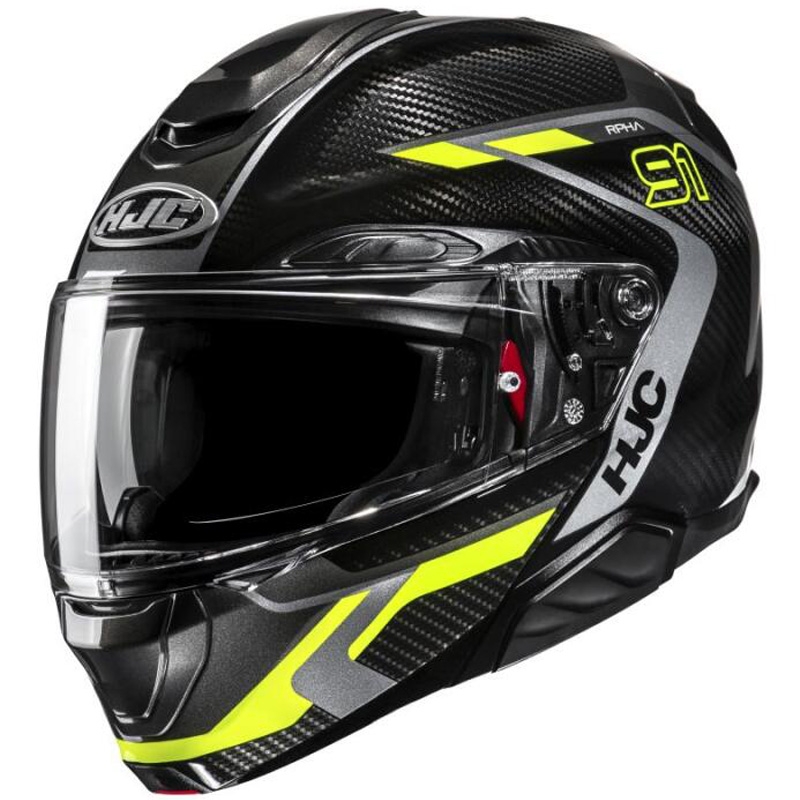 Сгъваема мотоциклетна каска HJC RPHA 91 CARBON Lagos MC3H черно-флуорово жълто