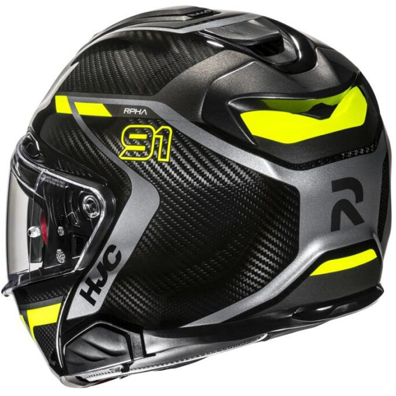 Сгъваема мотоциклетна каска HJC RPHA 91 CARBON Lagos MC3H черно-флуорово жълто