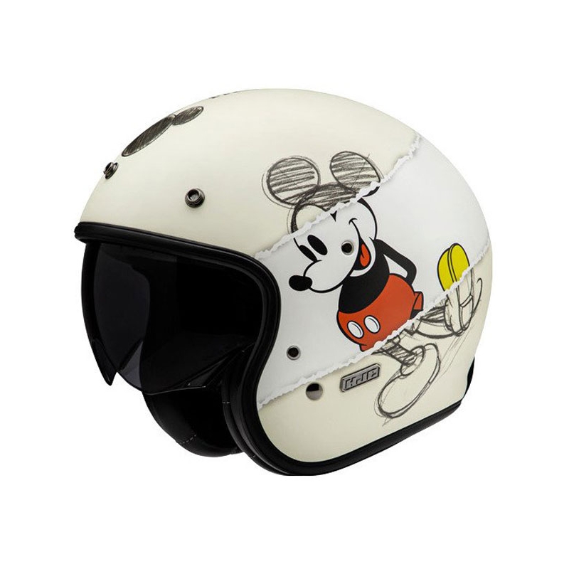 Отворена мотоциклетна каска HJC V31 Disney Mickey Sketch MC1SF бяло-черна