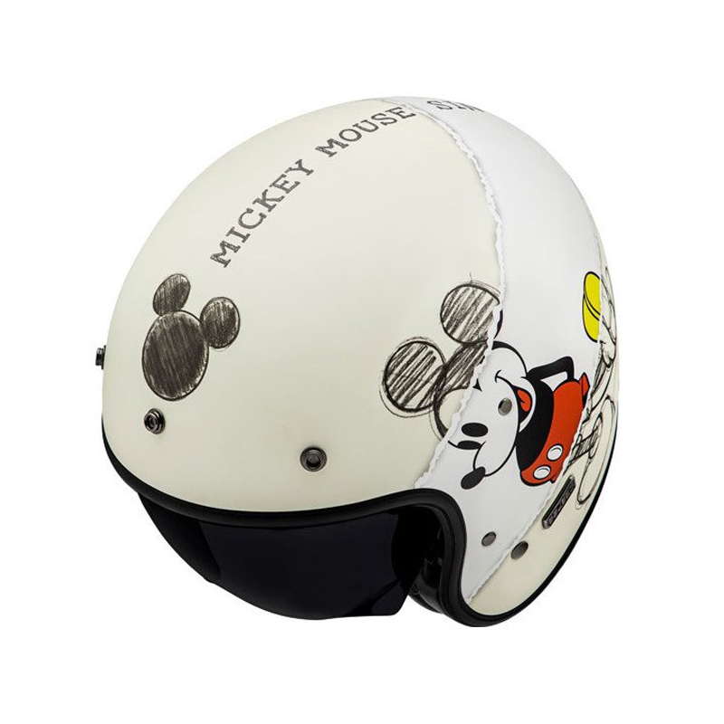 Отворена мотоциклетна каска HJC V31 Disney Mickey Sketch MC1SF бяло-черна