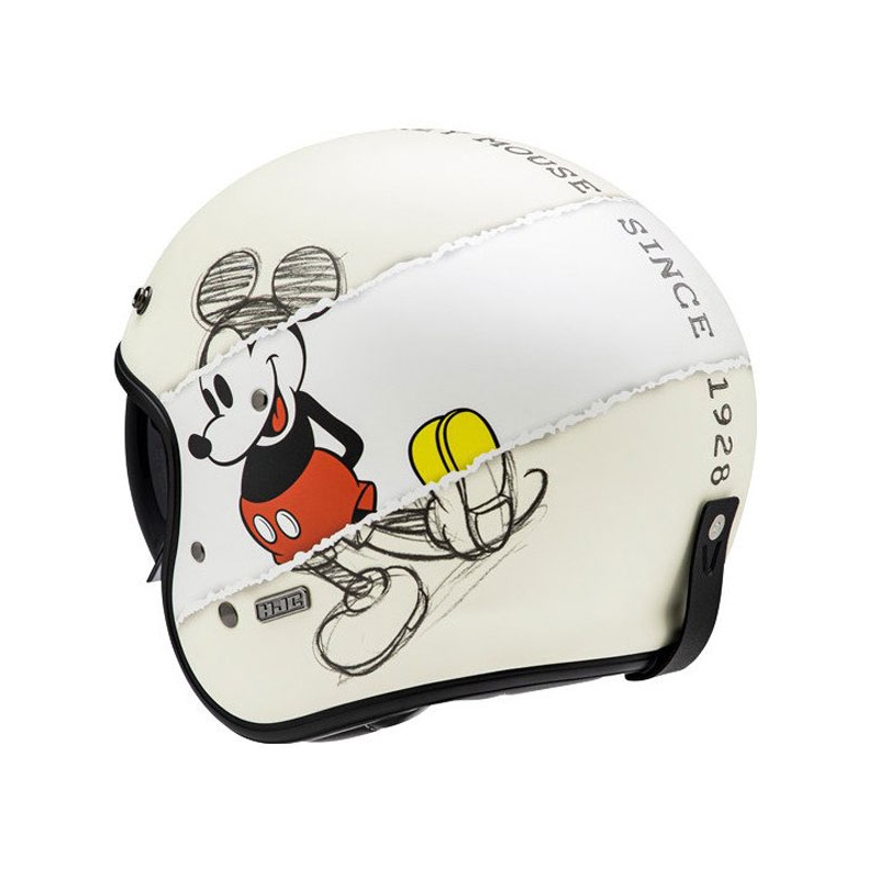 Отворена мотоциклетна каска HJC V31 Disney Mickey Sketch MC1SF бяло-черна