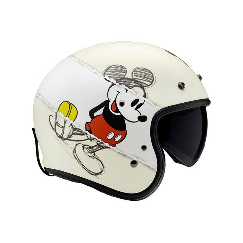 Отворена мотоциклетна каска HJC V31 Disney Mickey Sketch MC1SF бяло-черна