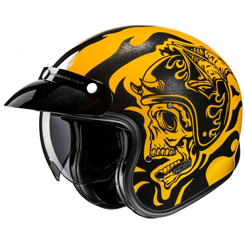 Отворена мотоциклетна каска HJC V31 Flame MC3 жълто-черна