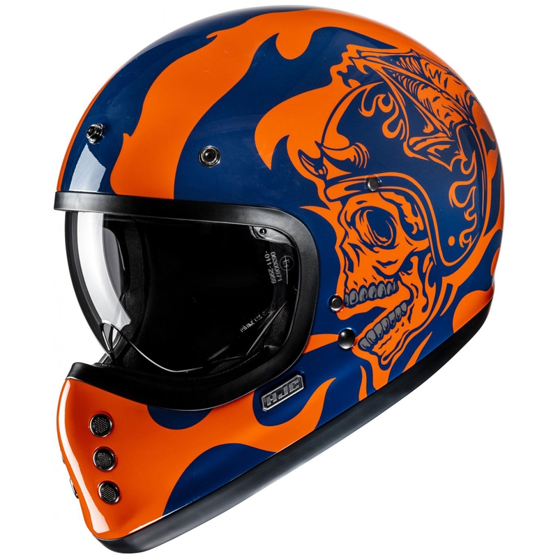 HJC V60 Flame MC27 каска за мотоциклет с пълно лице, оранжево-синя