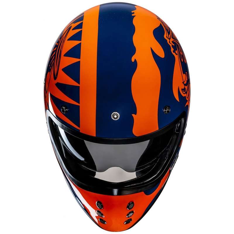 HJC V60 Flame MC27 каска за мотоциклет с пълно лице, оранжево-синя