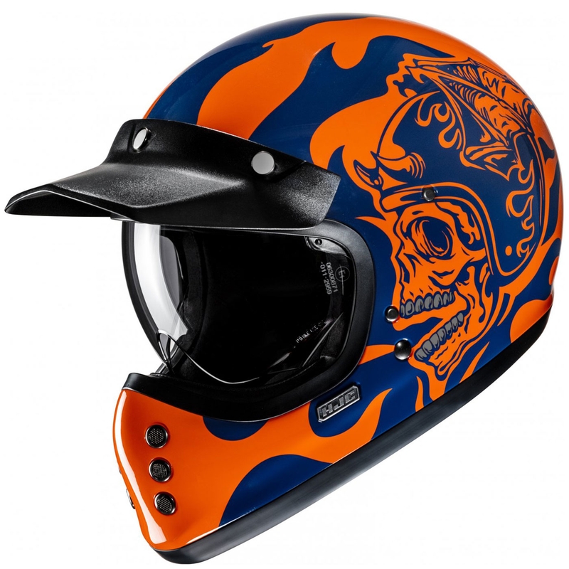HJC V60 Flame MC27 каска за мотоциклет с пълно лице, оранжево-синя