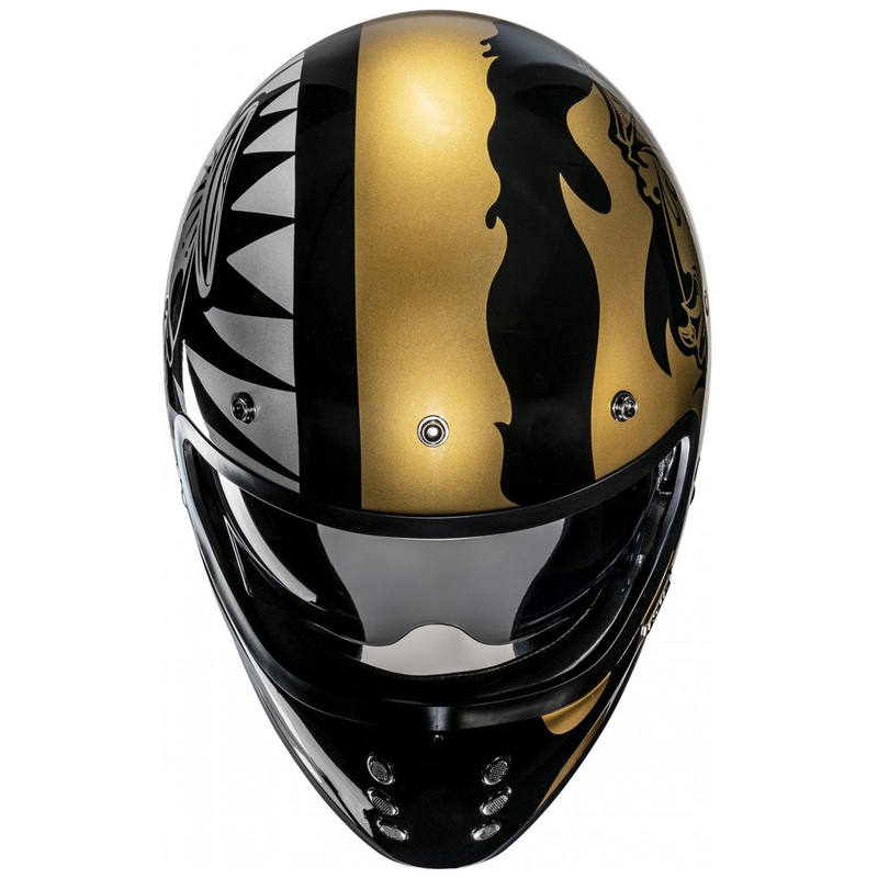 HJC V60 Flame MC9 каска за мотоциклет с пълно лице, златисто-черна