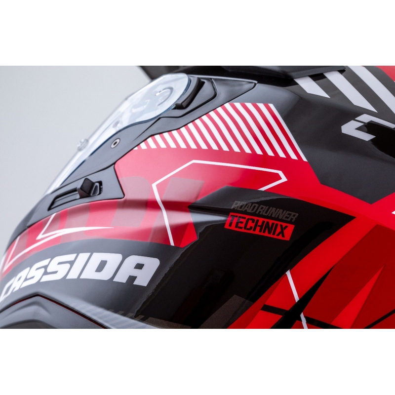 Каска за ендуро Cassida Road Runner TechniX червено-черно-бяло-сива