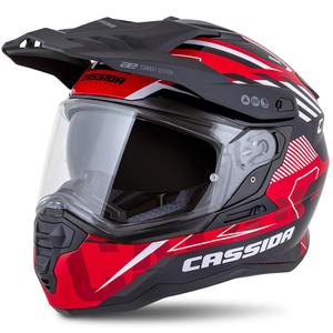 Каска за ендуро Cassida Road Runner TechniX червено-черно-бяло-сива