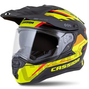 Каска за ендуро Cassida Road Runner TechniX флуорово жълто-черно-оранжево-сиво