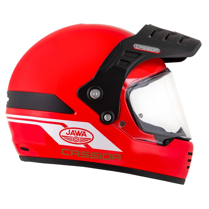 Каска за ендуро Cassida FormX Jawa RotaX червено-бяло-златна