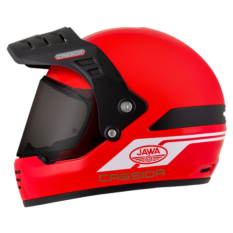 Каска за ендуро Cassida FormX Jawa RotaX червено-бяло-златна