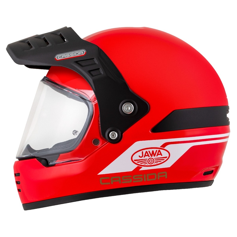 Каска за ендуро Cassida FormX Jawa RotaX червено-бяло-златна