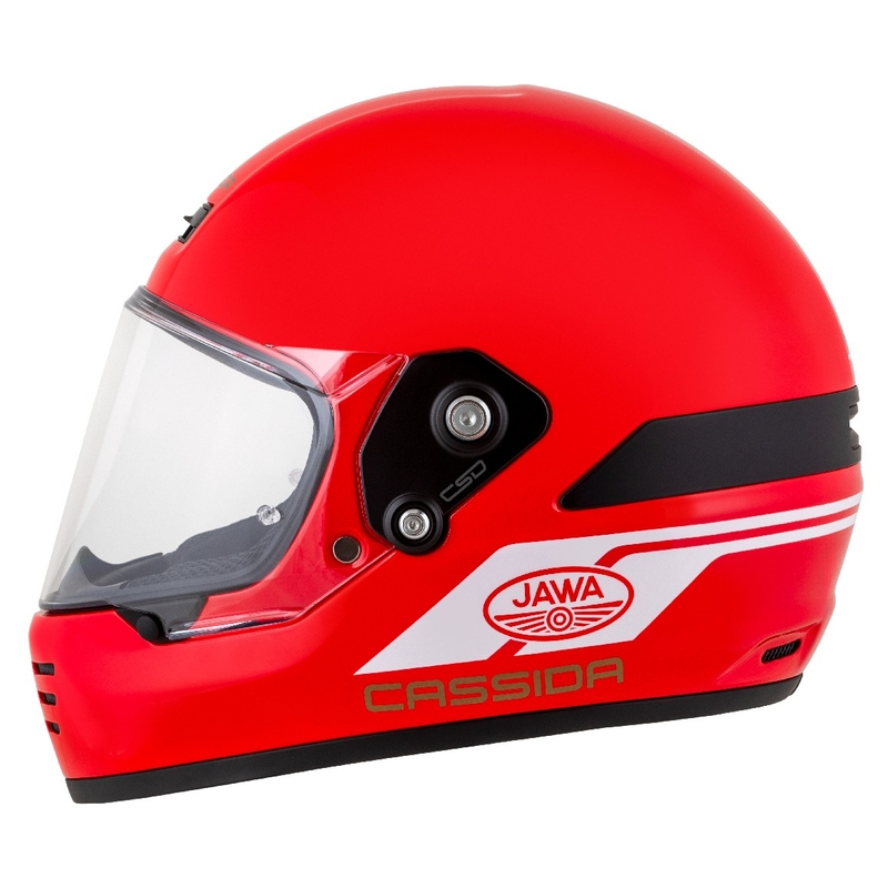 Каска за ендуро Cassida FormX Jawa RotaX червено-бяло-златна
