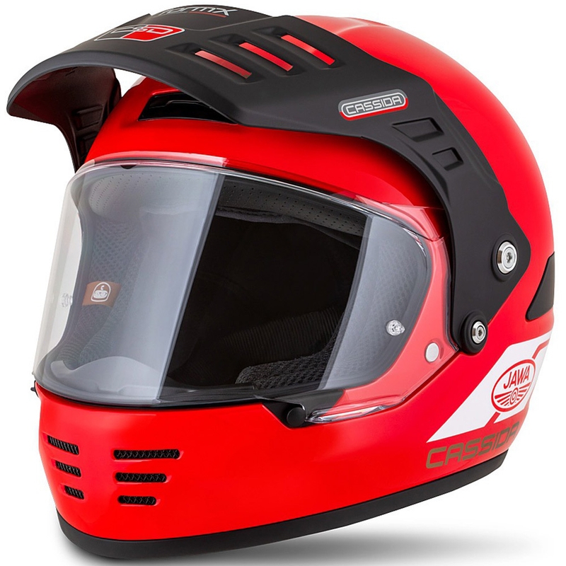 Каска за ендуро Cassida FormX Jawa RotaX червено-бяло-златна