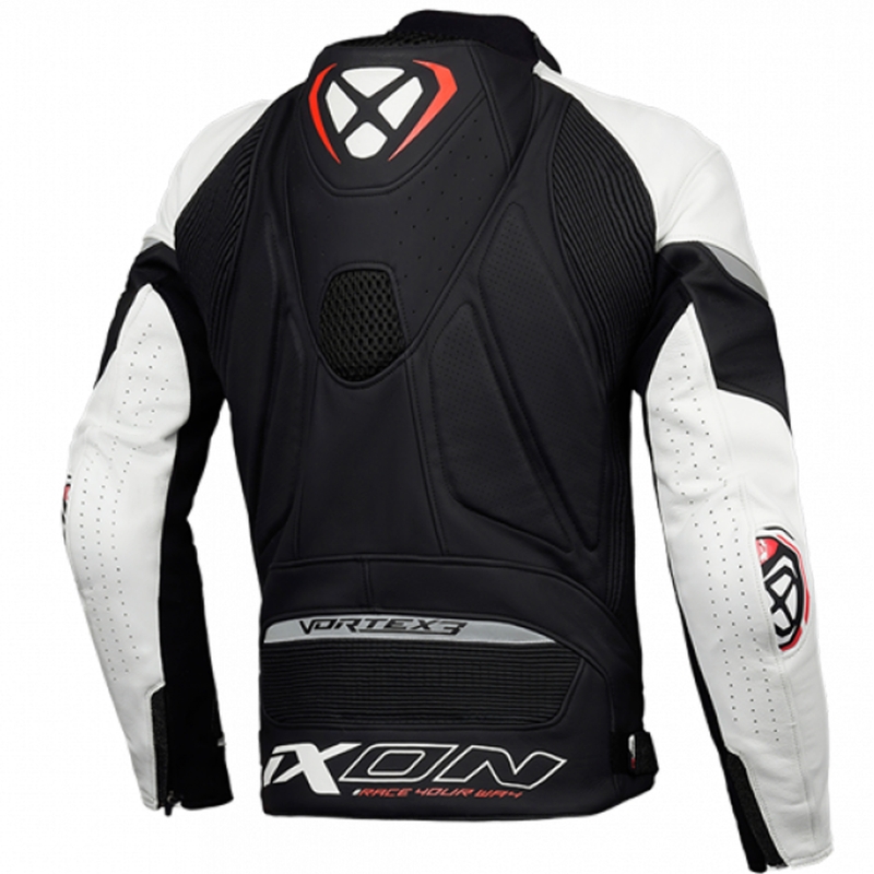 IXON Vortex 3 черно и бяло кожено мотоциклетно яке