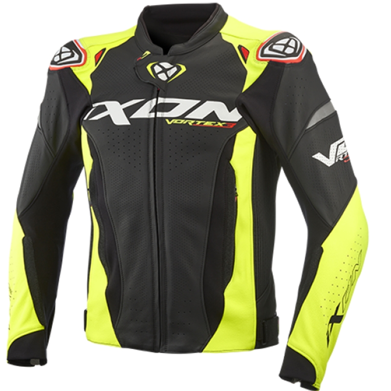 Кожено яке за мотоциклет IXON Vortex 3 black-fluo yellow