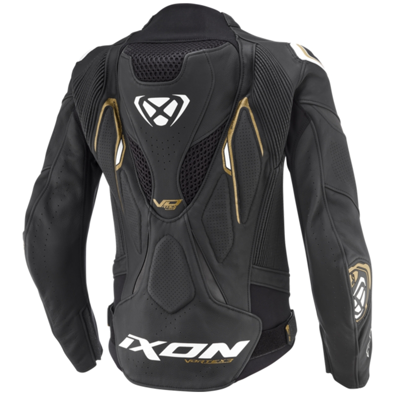 Дамско кожено мотоциклетно яке IXON Vortex 3 black-white-gold
