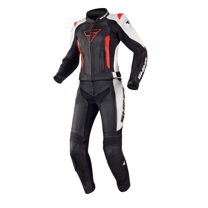 Дамски костюм за мотоциклетизъм Shima Miura Black-White-Fluo Red разпродажба