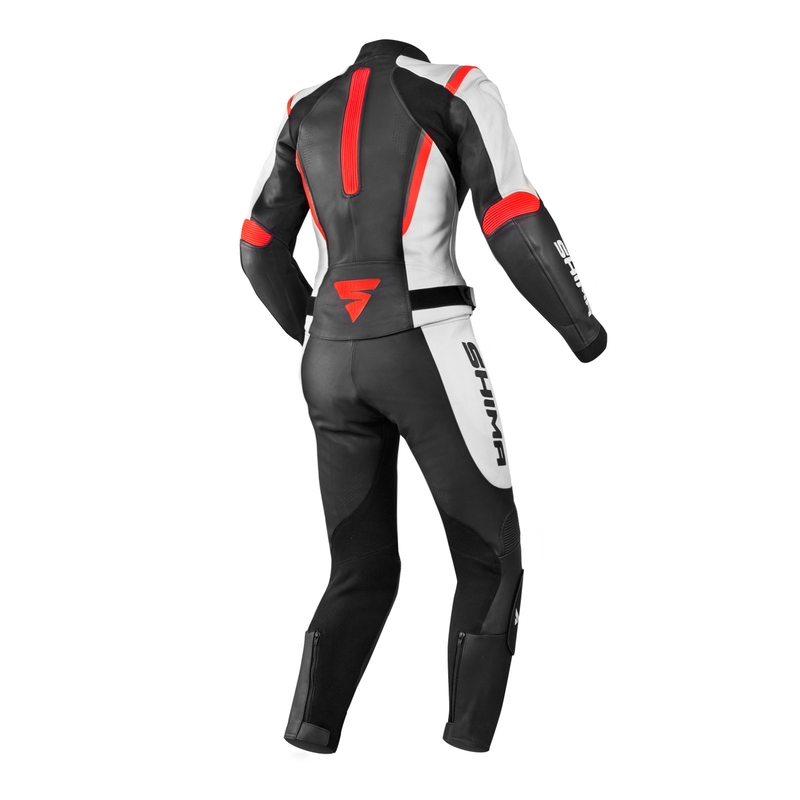 Дамски костюм за мотоциклетизъм Shima Miura Black-White-Fluo Red разпродажба