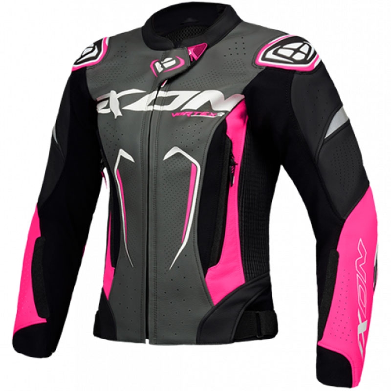 Дамско кожено мотоциклетно яке IXON Vortex 3 black-pink-white